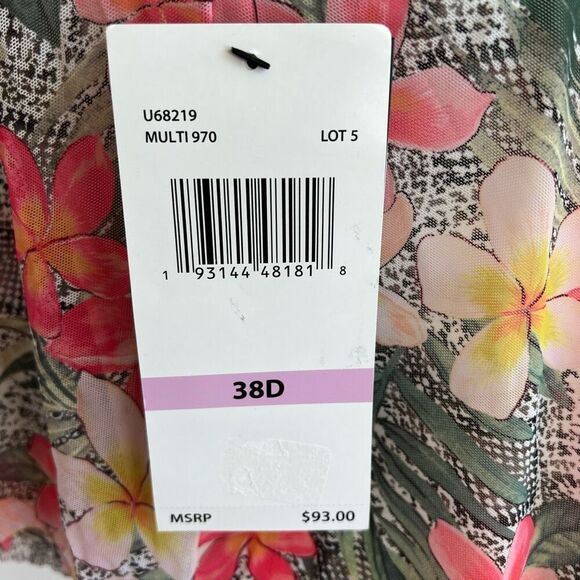 Coco Reef NWT Tropical Floral Mesh Halter Tankini Swim Top Size 38D - Picture 9 of 16